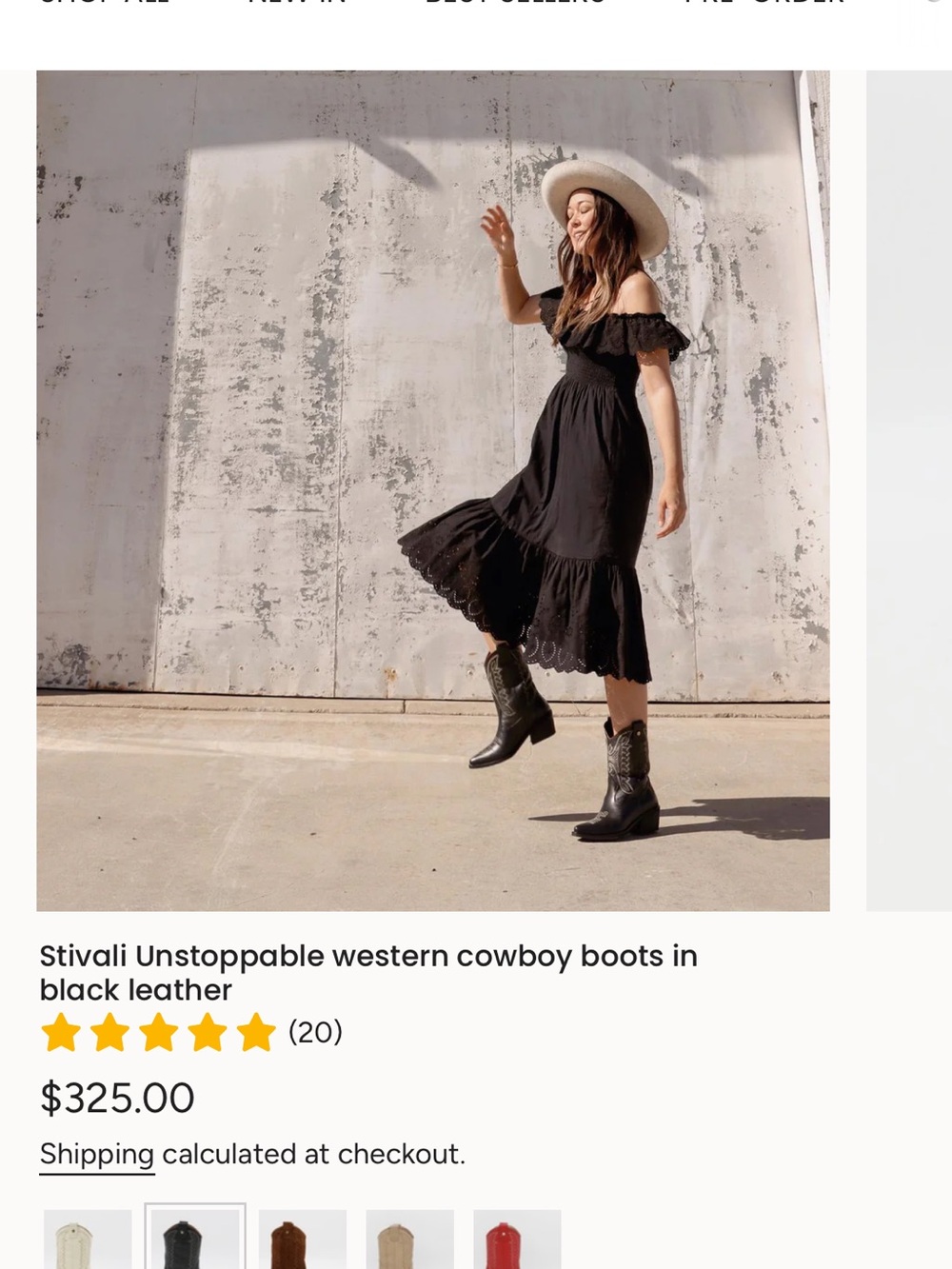 Stivali Black Leather Western Heeled Boots - Picture 3 of 11